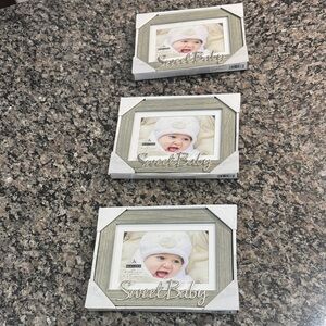Malden Sweet Baby matted Photo Frame Set - 3 / Gray wood grain frame NEW
